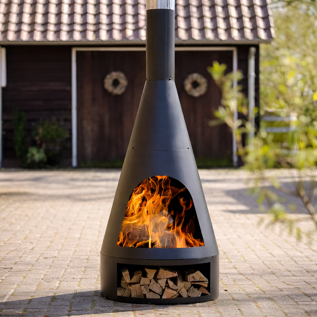 Emberline Noir Hearthwood Chimenea Fireplace